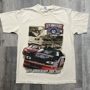 VTG 1998 NASCAR 50th Anniversary Tour T-Shirt White Winston Cup Racing USA L